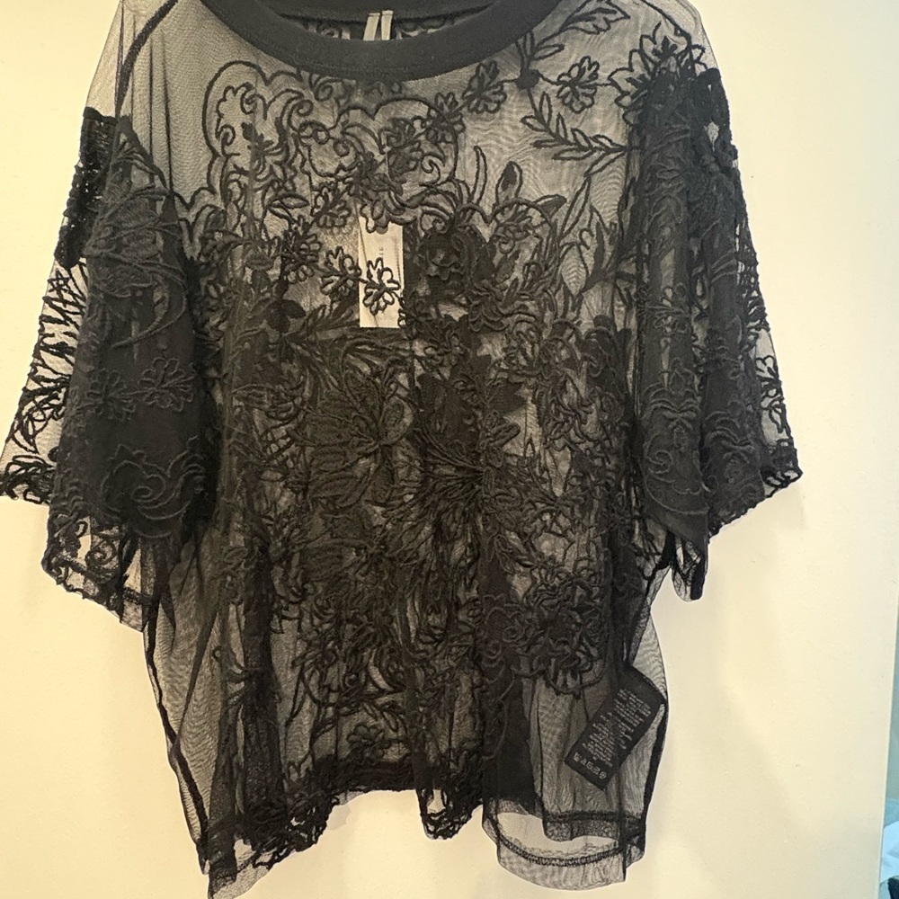 Anthropologie Black Sheer Lace Blouse - Picture 3 of 4